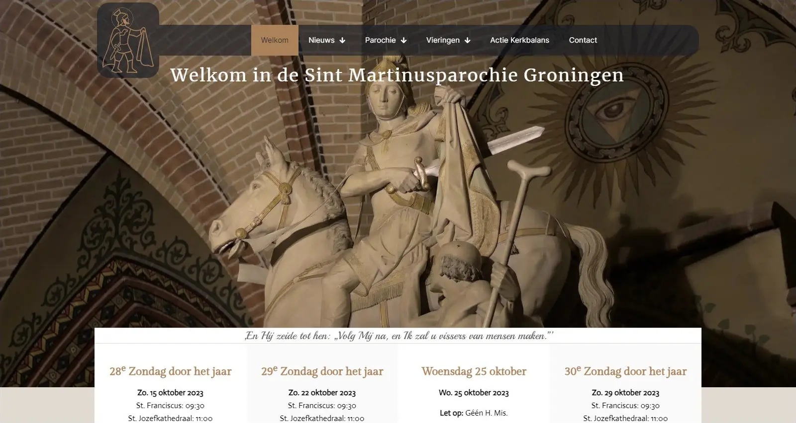 Screenshot of the St. Martin's Parish website.